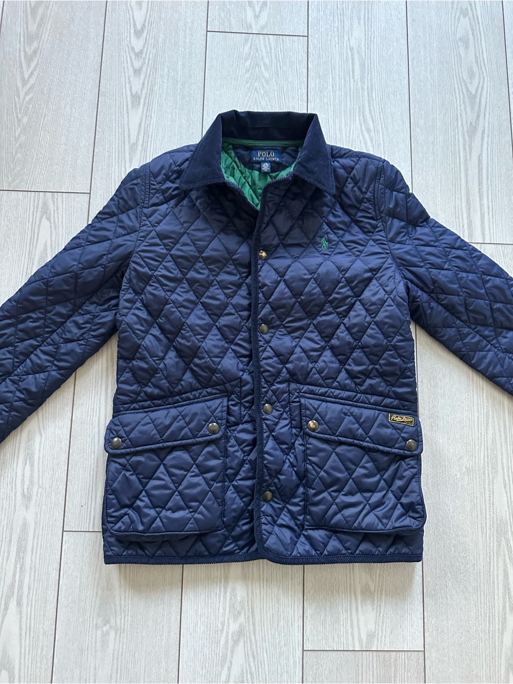 Ralph Lauren Navy Quilted Field Jacket with Green Lining